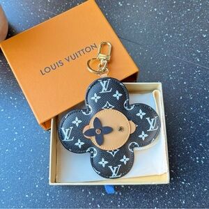 Louis Vuitton Monogram Black and Tan Key Holder